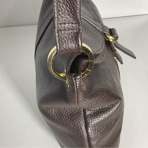Barr and Barr New York Pebbled Brown Leather Bag Gold Hardware Shoulder Bag - Picture 5 of 15